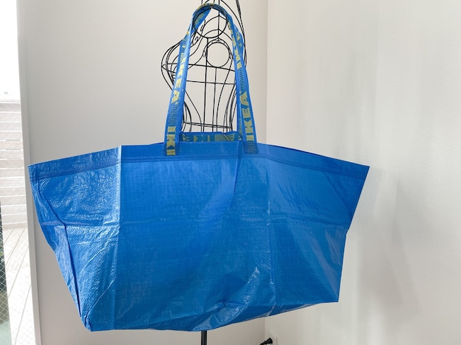 IKEA ブルーエコバッグ 袋 Lサイズ×2枚 、白エコバッグ