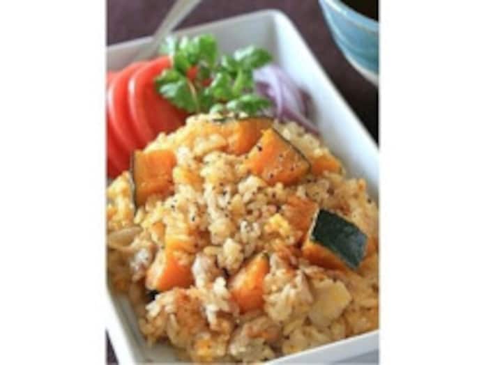 かぼちゃと豚肉の炊き込みご飯風ピラフレシピ