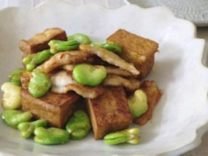 カリカリ厚揚げと季節野菜の生姜焼き