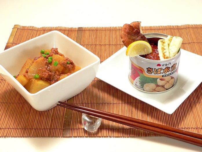 鯖缶で作る、鯖の味噌焼きと鯖大根