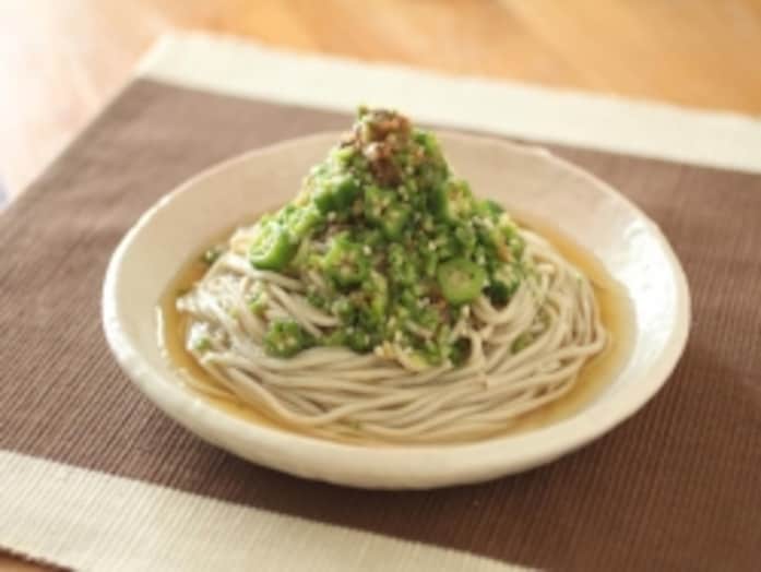 柚子胡椒香るねばねばオクラそばレシピ……腸内環境を整える！