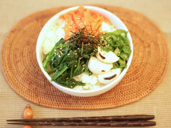 冬野菜のナムル丼レシピ……野菜たっぷり！