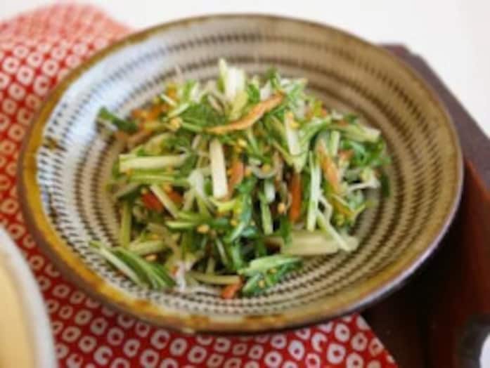 水菜のえびじゃこ炒めレシピ……乾物の旨みたっぷり！