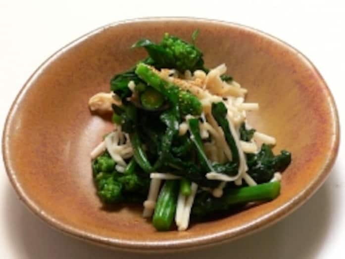 菜の花とえのきだけのおひたしレシピ……白ダシ醤油で簡単！