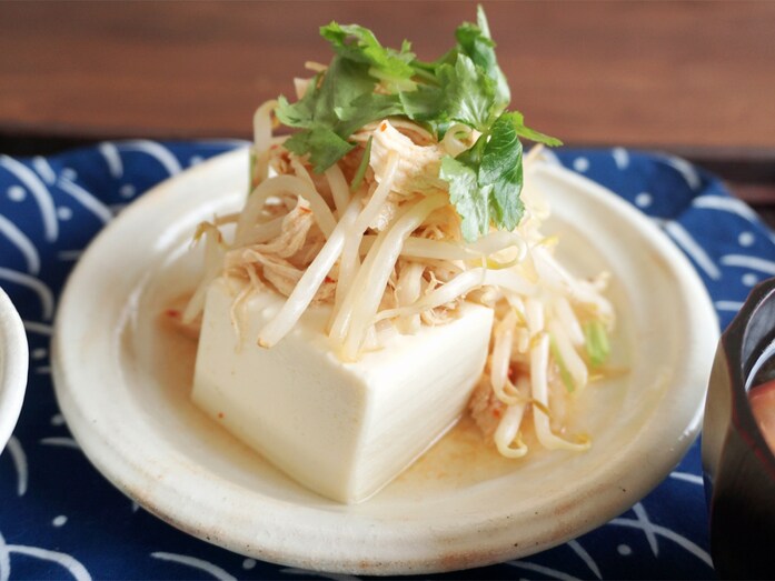 常備菜＋豆腐で！ささみともやしのピリ辛奴