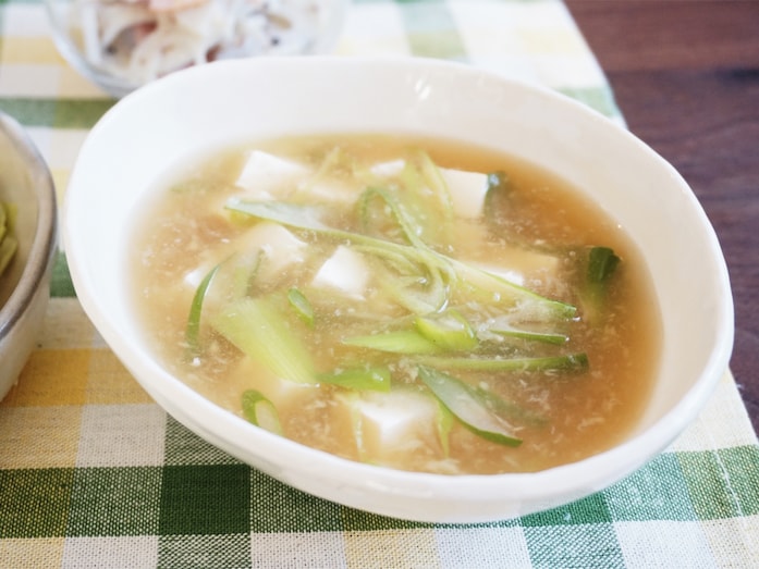 体が温まる！ 豆腐と生姜のとろみレンチンスープ