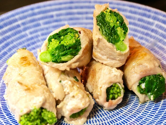 昆布締め菜の花の豚肉巻き
