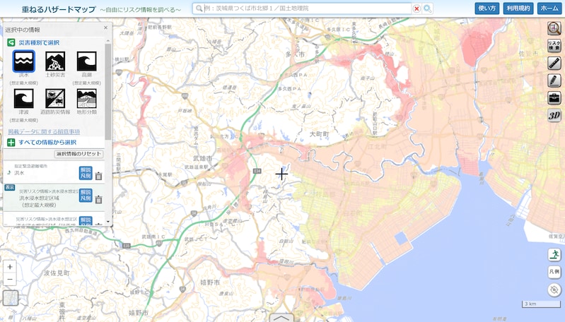 重ねるハザードマップ　　2021年8月佐賀県・六角川で氾濫が発生した