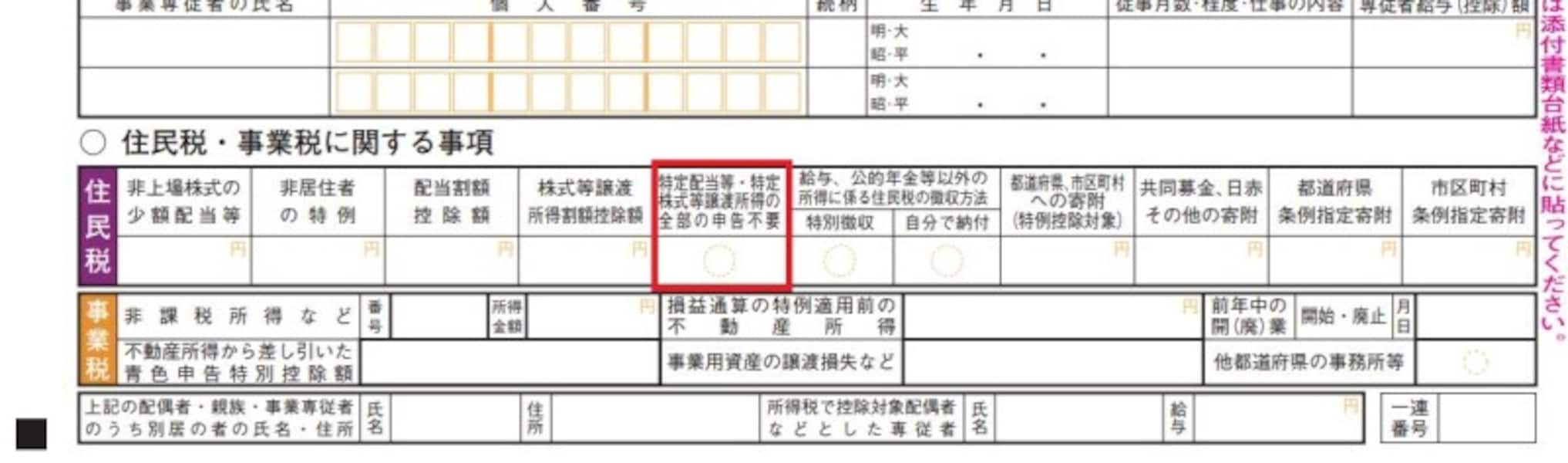 特定口座・源泉徴収ありで株取引をして、利益がでたら、確定申告の「住民税申告不要」欄に注意を [確定申告] All About