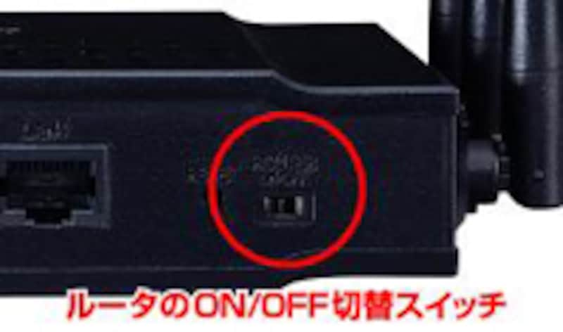 ルータ機能が付いているモデムには、ルータ機能をon/offするためのスイッチがある