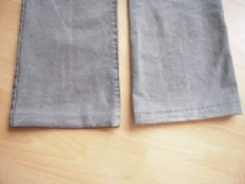 ミシンで縫った裾上げは、ステッチが表に出るので、カジュアルなズボン向き