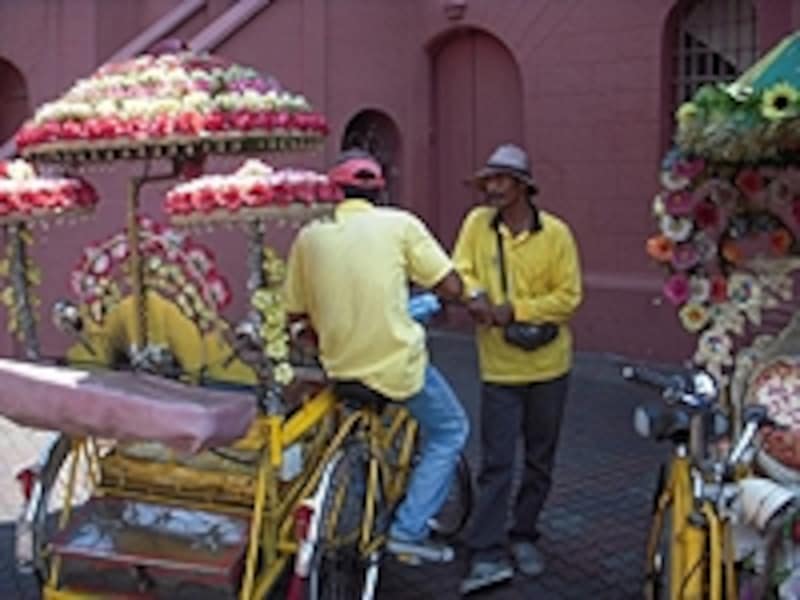 トライショーと呼ばれる人力三輪車は、マラッカの名物