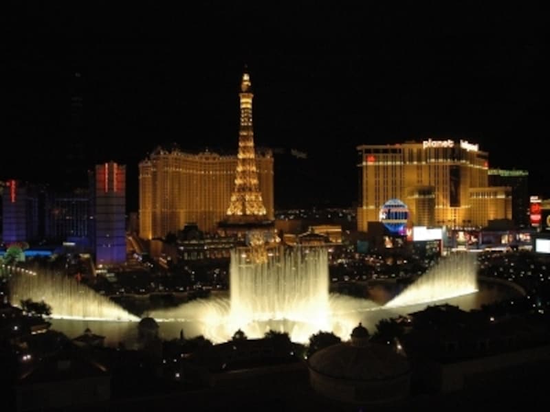 ベラージオ噴水の見える部屋からの眺め