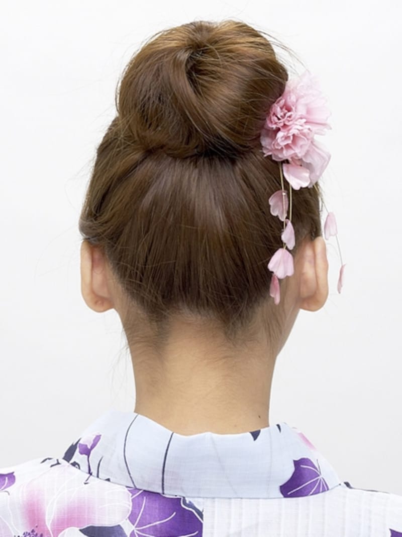 ロング浴衣・大人可愛いおだんごアップヘアアレンジ
