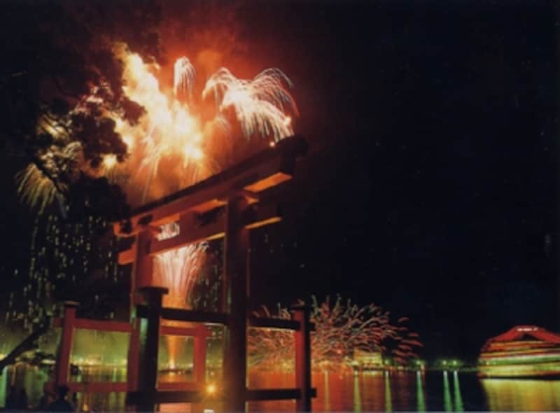 大迫力の打ち上げ花火が、次々に目の前に上がります