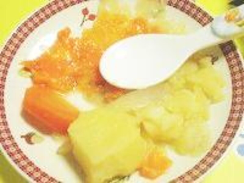 スプーンでつぶす