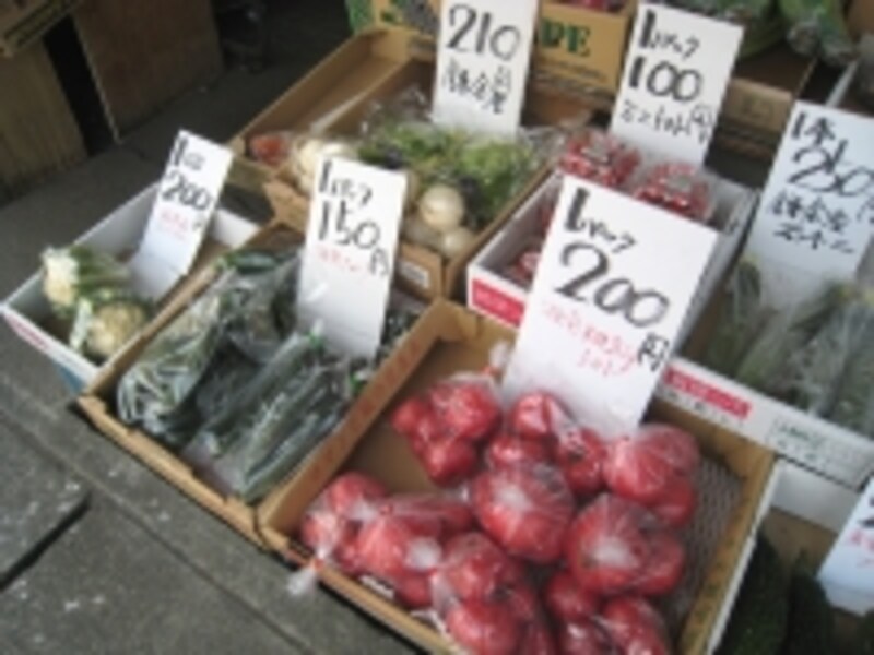 八百屋さんの店頭には地元の野菜が並んでいた。野菜から魚まで鎌倉では地元産が手に入る