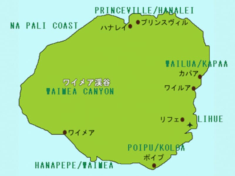 カウアイ島エリアマップ