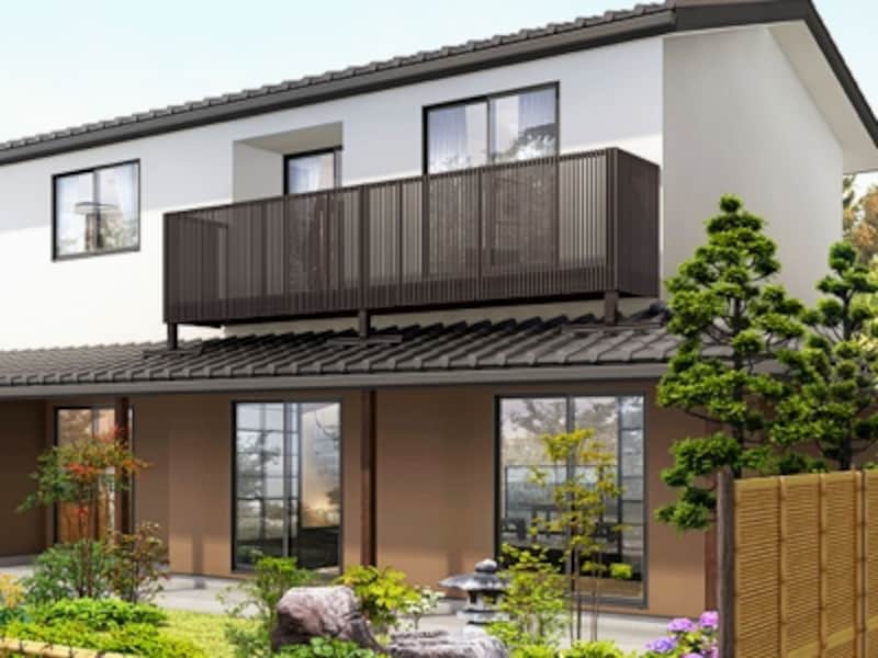 アクセントが付いたベランダ