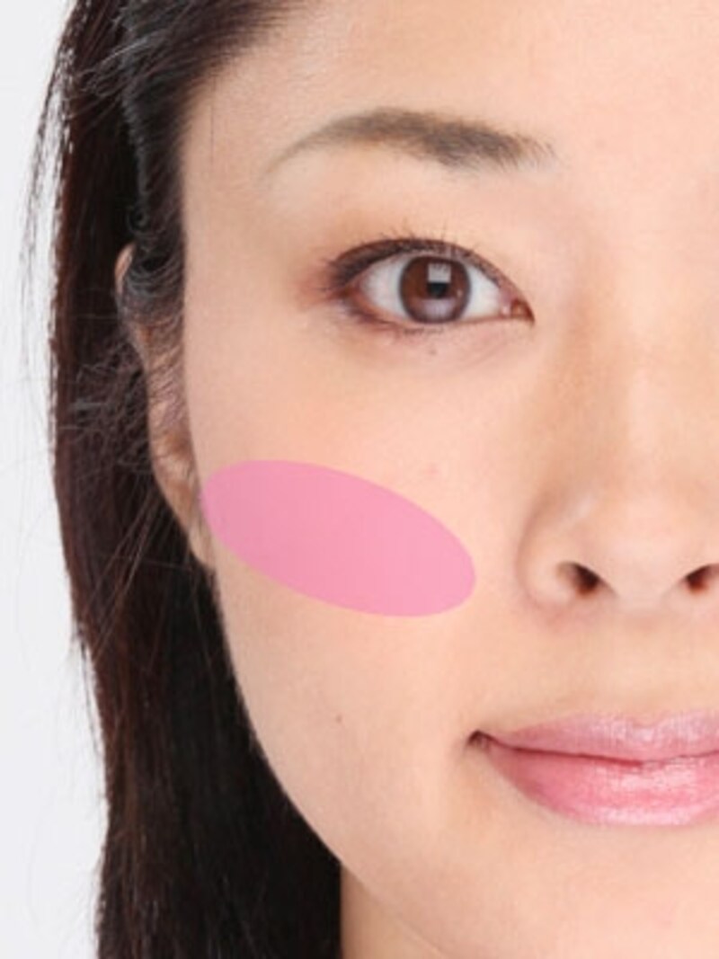 耳の真ん中あたりを目指して横に引いて