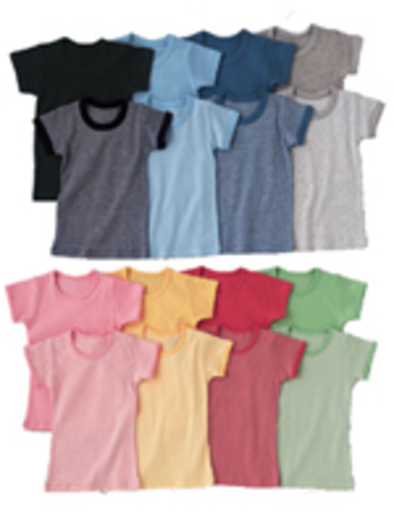 幼稚園・保育園服に最適！フジサキの２枚組カラーＴシャツ肌着