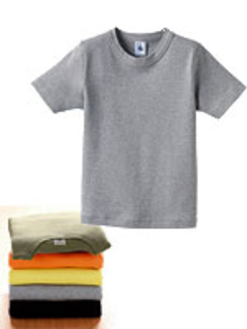 プチバトー（PETIT BATEAU）男の子用クルーネックTシャツ。