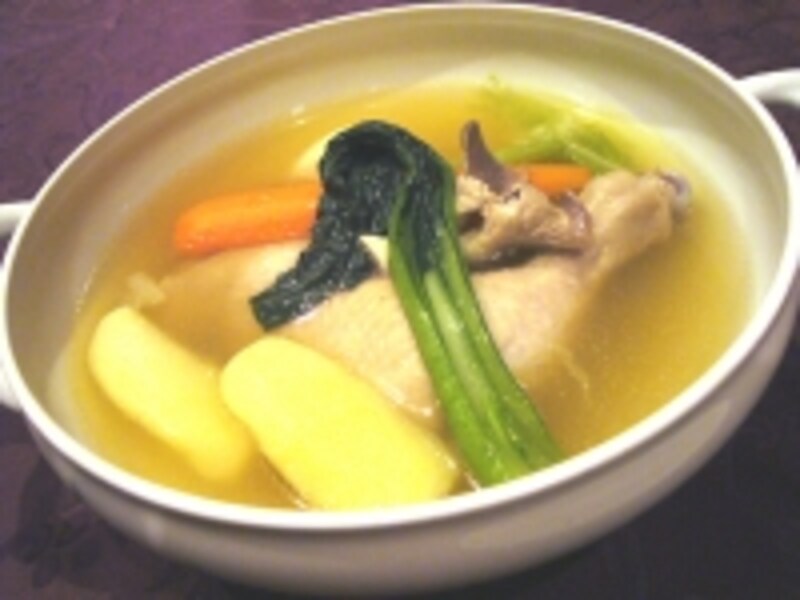 1日目の夕食より。武石鶏と季節の野菜たっぷりのポトフ