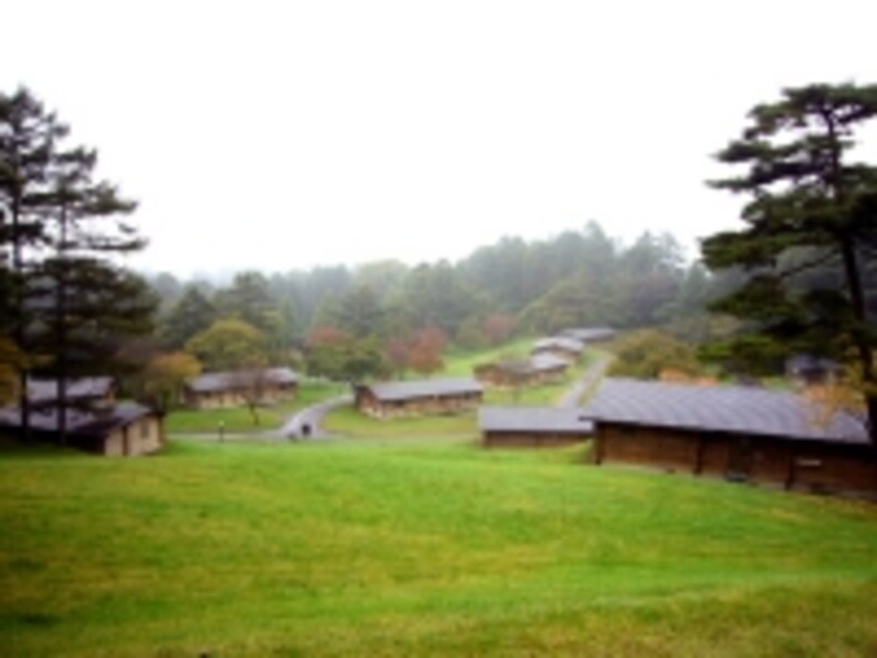 敷地内の高台へ。残念ながら浅間山は見えませんでしたが、木々が色づいてきれいでした