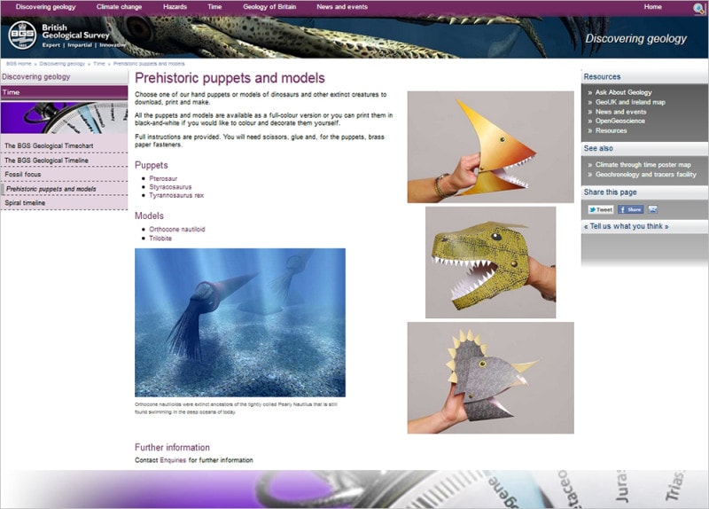 恐竜ペーパークラフト 英国地質調査所(British Geological Survey)