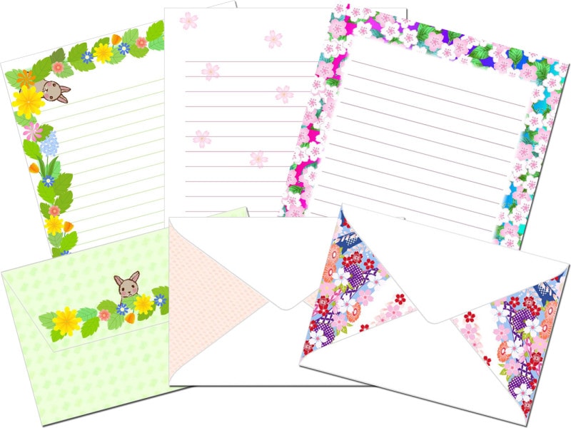 便箋・封筒テンプレート レターセットテンプレート　テンプレート美里音
