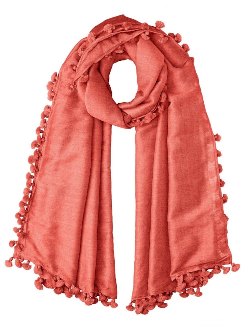 CITRUS(シトラス) シルクウール ポンポンストール 100x200cm トマトコーラル