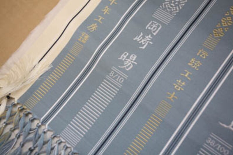 手織りの帯には、職人の氏名とロット番号が織り込まれます。撮影:太田耕二