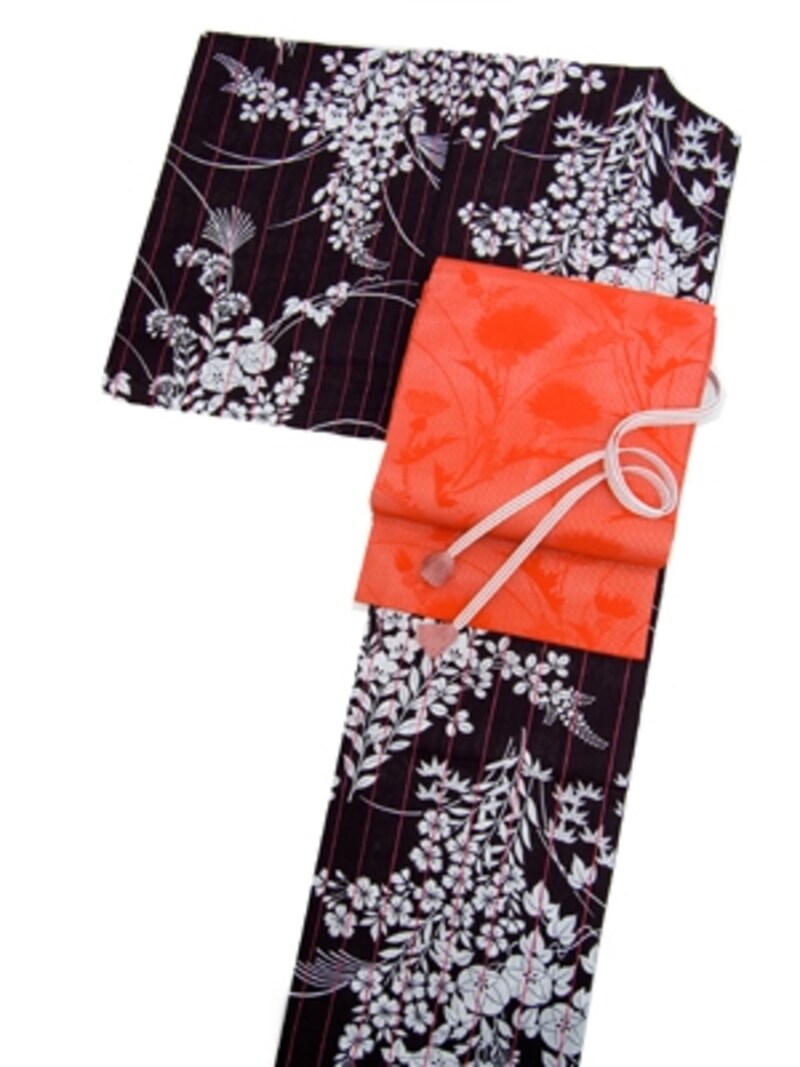 夏名古屋帯を合わせて、着物風に