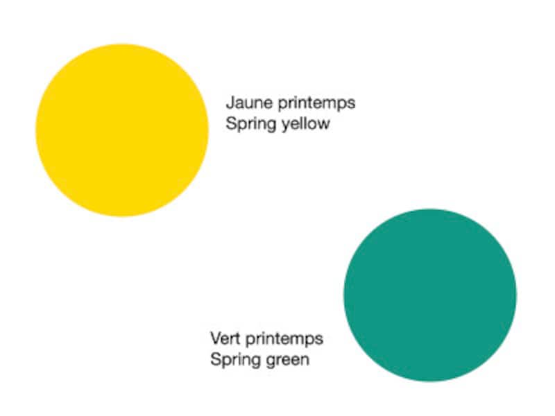 左から、ジョーヌ・プランタン（春の黄）、ヴェール・プランタン（春の緑）