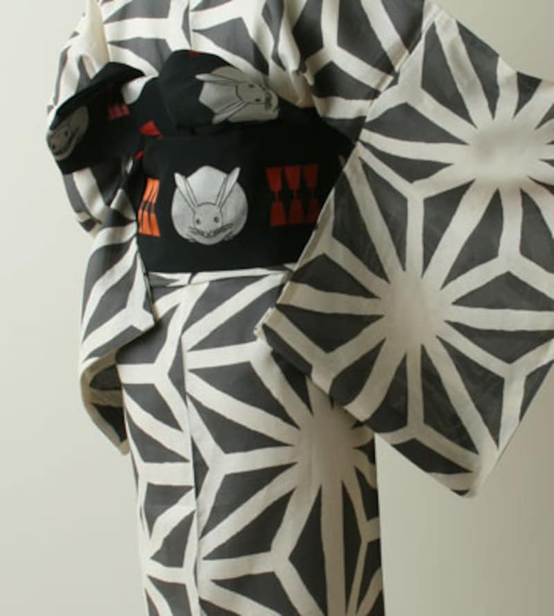 浴衣：麻の葉（灰） 