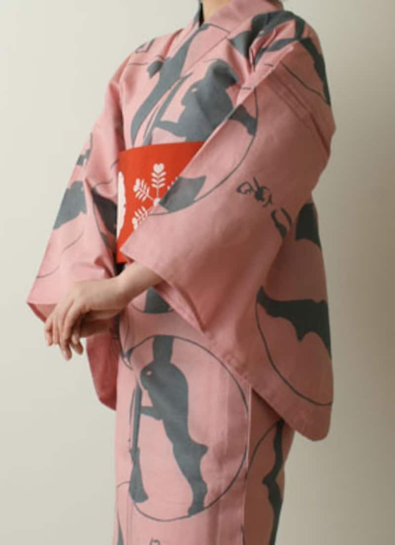 半幅帯：雪輪尽くし（朱）