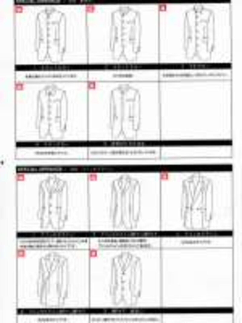 オーダースーツパターン表