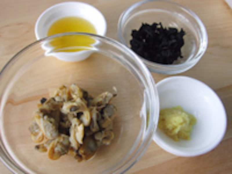 あさりとわかめのしょうが炒め材料