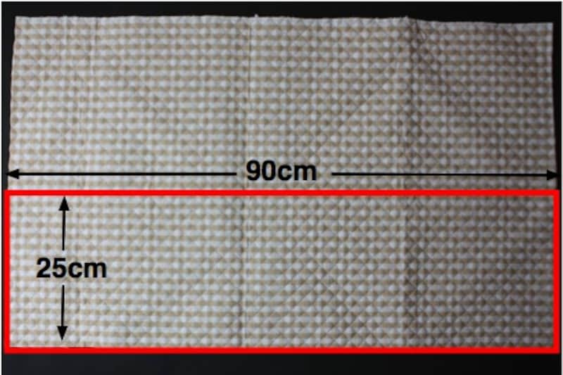 まず牛乳パック椅子の側面を布でぐるりと巻くため、90cm×25cmに布を切ります。
