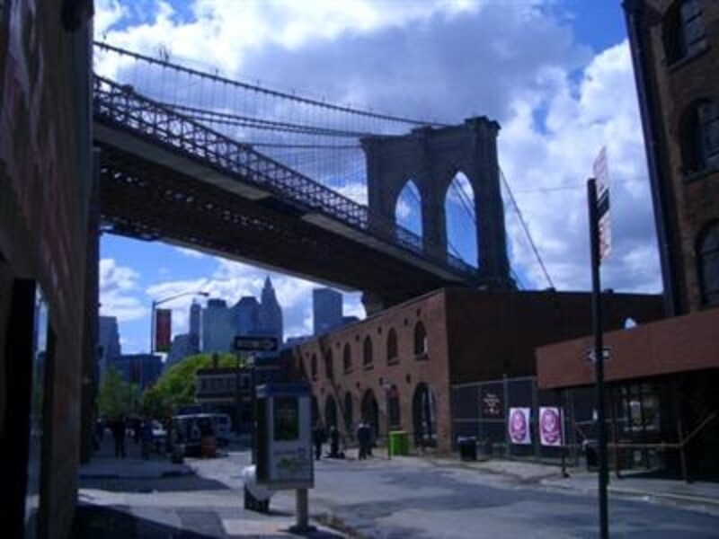 ブルックリン橋を見渡すダンボ地区