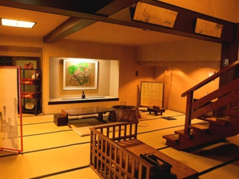 帳場の右奥の階段を昇って各客室へ