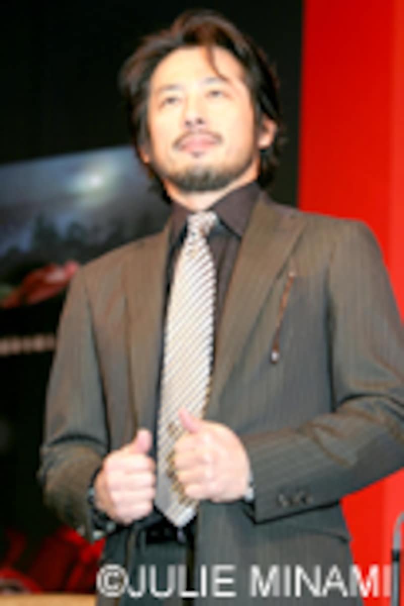 『PROMISE』来日会見-写真はチャン・ドンゴン[張東健]、真田広之、チェン・ホン[陳紅]、チェン・カイコー[陳凱歌]