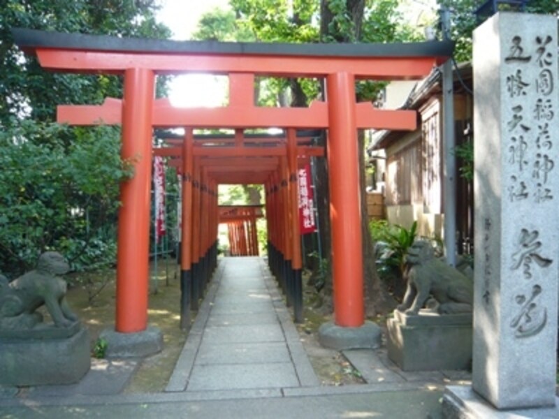 上野公園の不忍池側にある五條天神社。結婚式場の『精養軒』の近くです