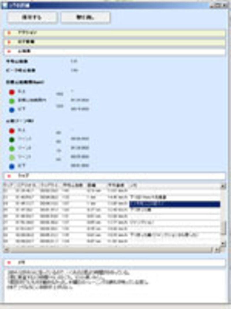 Training Manager Liteを使用したログ記録の詳細画面