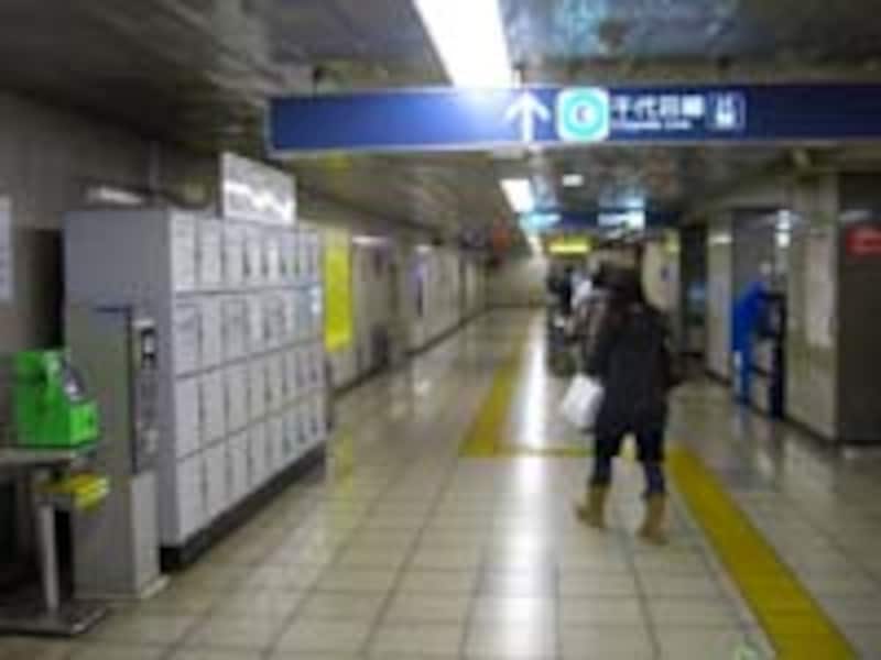 地下鉄駅のコインロッカーはある駅とない駅がある。写真は大手町駅