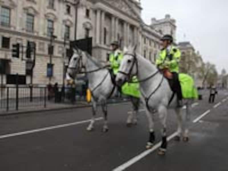 お馬さんも警備に