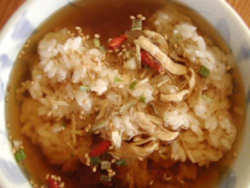 永谷園　冷やし烏龍茶づけ・蒸し鶏のできあがり