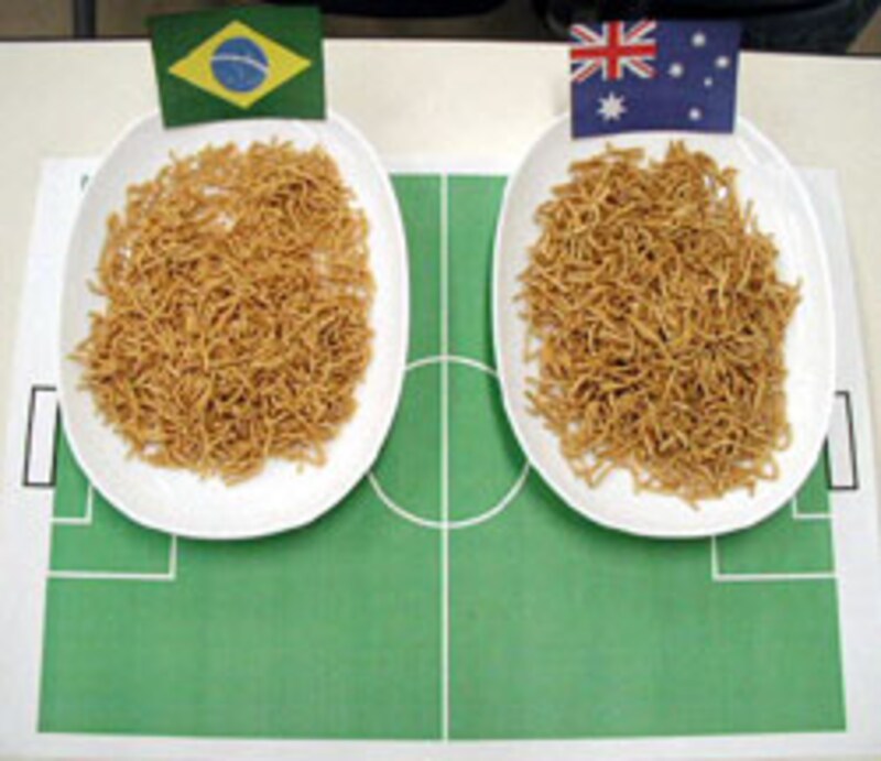 ベビースターワールドラーメンカップ ブラジル対オーストラリア