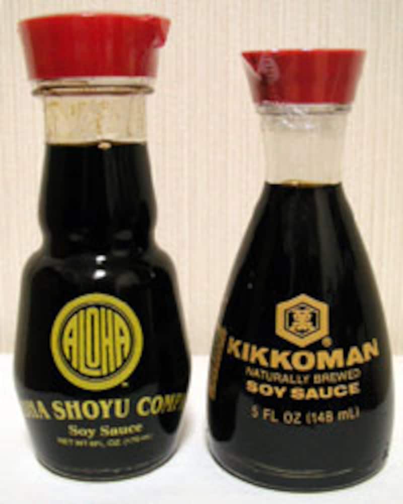 アロハ醤油とアメリカ版キッコーマン醤油の卓上瓶