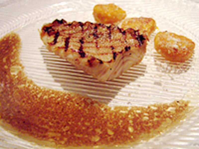 油目のグリエ ハチミツ風味のシャンピニオンのソース